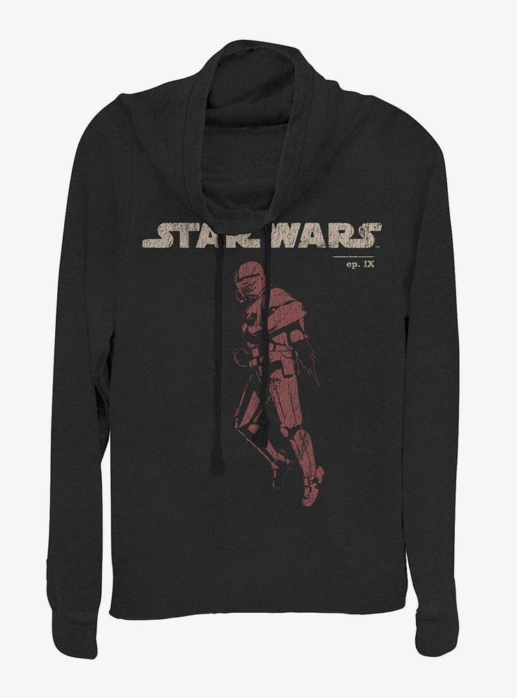 Star Wars Episode IX The Rise Of Skywalker Jet Red Cowlneck Long-Sleeve Womens Top