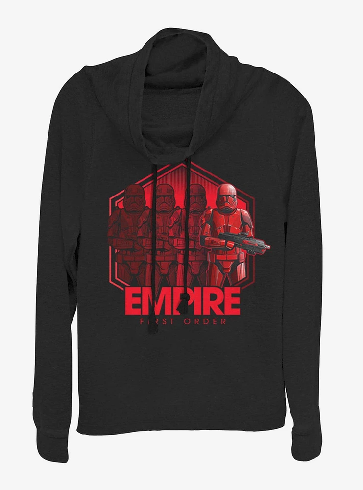 Star Wars Episode IX The Rise Of Skywalker Red Troop Four Cowlneck Long-Sleeve Womens Top