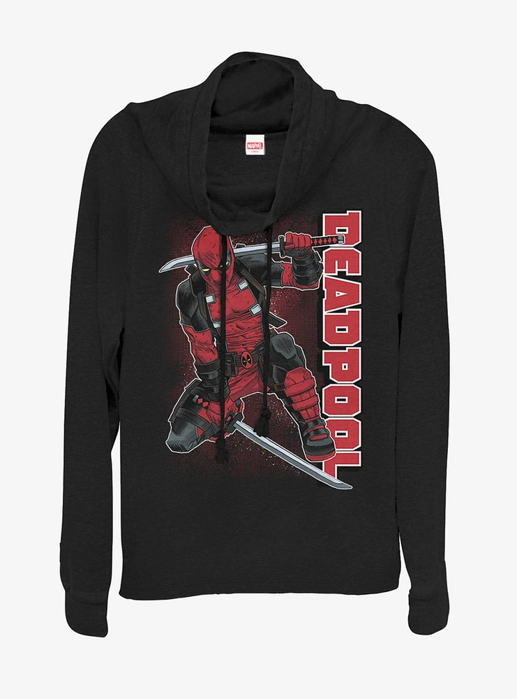 Marvel Deadpool Skull Hall Cowl Neck Long-Sleeve Girls Top