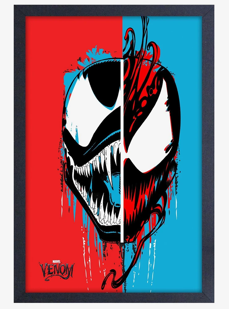 Marvel Venom Split Face Framed Poster