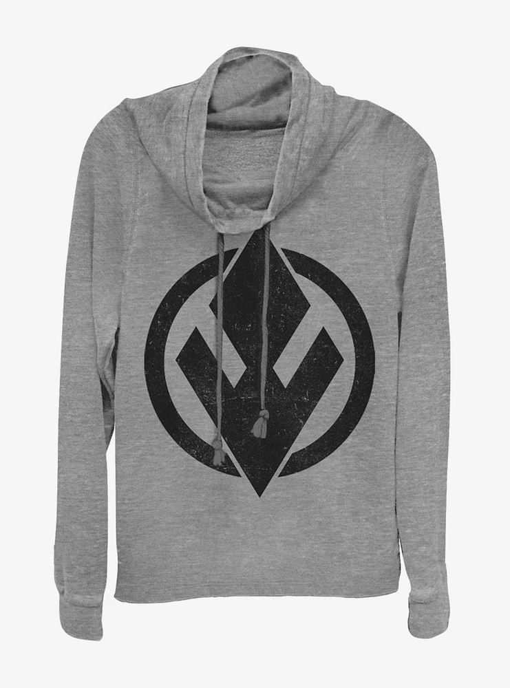 Star Wars Episode IX Rise of Skywalker Red Trooper SithTrooper Solid Emblem Cowl Neck Long-Sleeve Girls Top