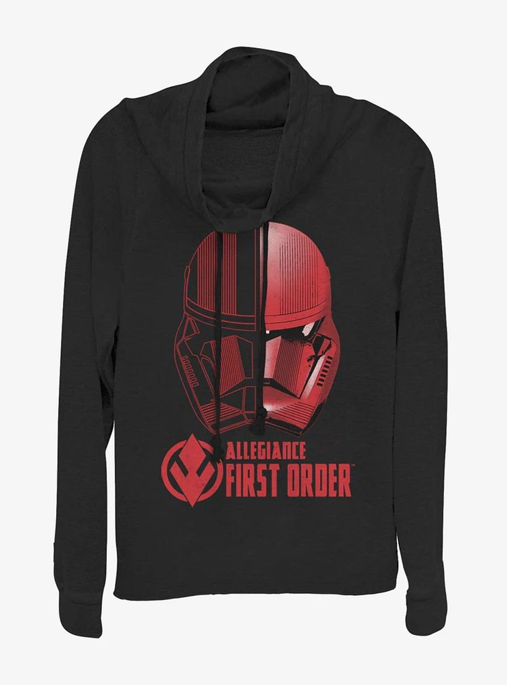 Star Wars Episode IX Rise of Skywalker Red Trooper Split Sith Cowl Neck Long-Sleeve Girls Top