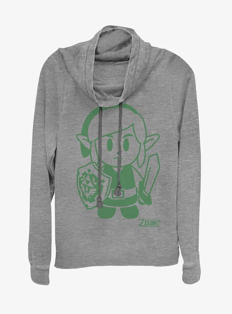 Nintendo The Legend of Zelda: Link's Awakening Link Avatar Outline Cowlneck Long-Sleeve Womens Top