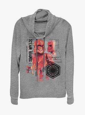 Star Wars Episode IX Rise of Skywalker Red Trooper Schematic Cowl Neck Long-Sleeve Girls Top