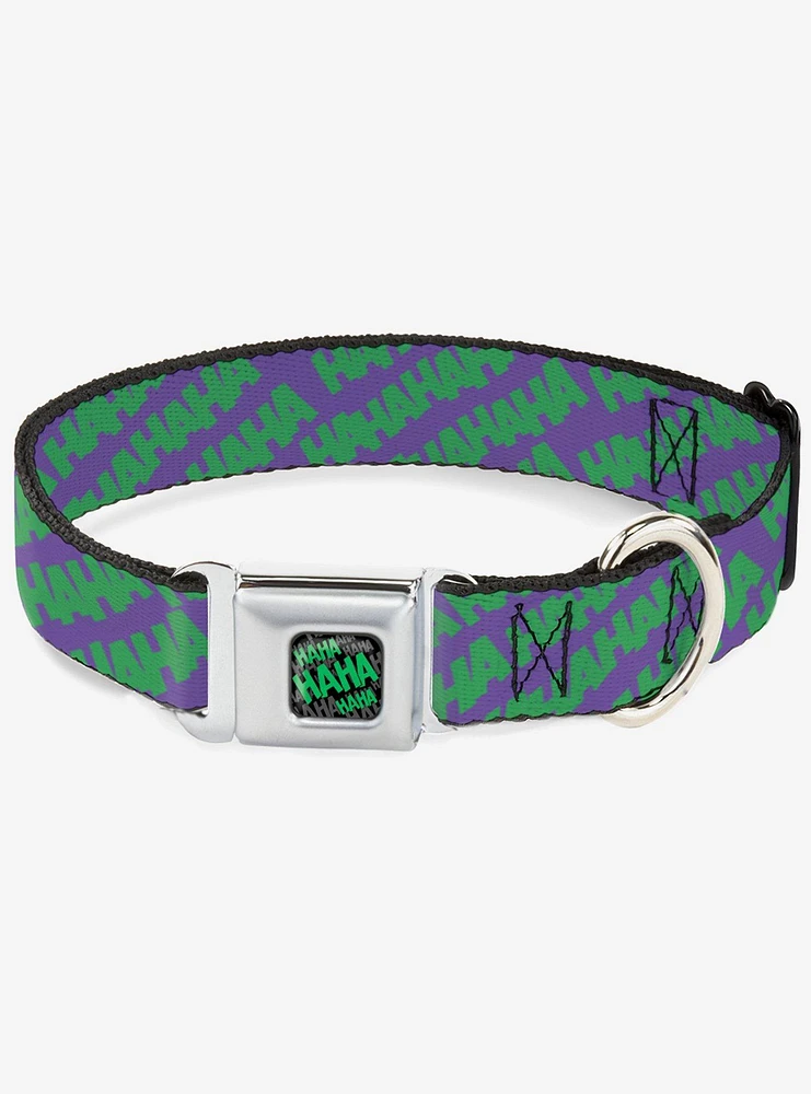 DC Comics Joker Ha Purple Green Seatbelt Buckle Dog Collar