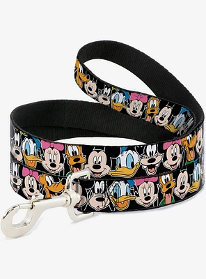 Disney Classic Characters Faces Dog Leash Black 6 Ft