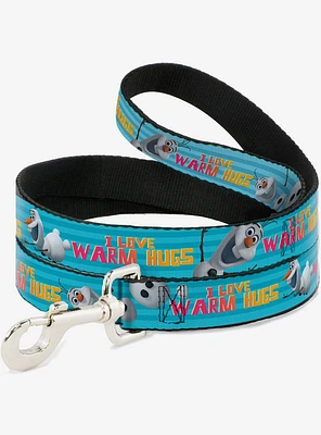 Disney Frozen Olaf Pose I Love Warm Hugs Stripe Blues Dog Leash 6 Ft