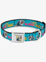 Disney Frozen Olaf Pose I Love Warm Hugs Stripe Blues Seatbelt Buckle Dog Collar