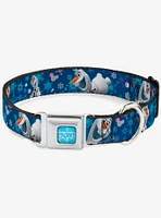 Disney Frozen Olaf Poses Snowflakes Blues Seatbelt Buckle Dog Collar