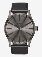 Nixon Sentry Leather Gunmetal and Black Watch