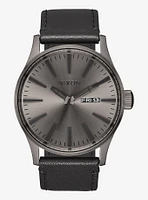 Nixon Sentry Leather Gunmetal and Black Watch