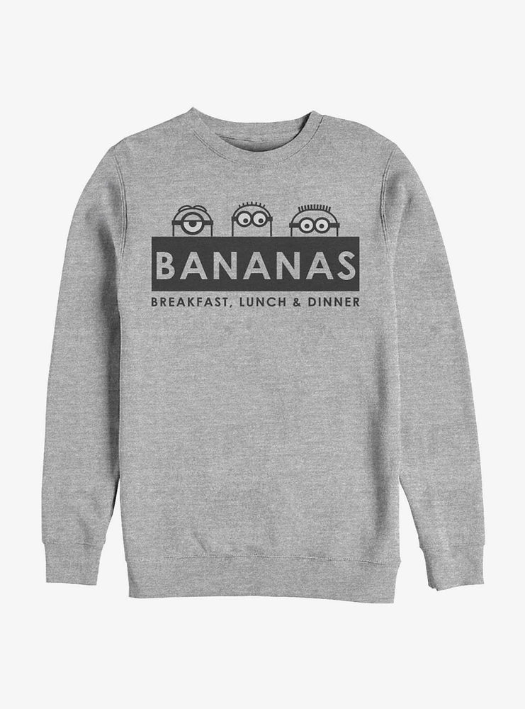 Despicable Me Minions Bananas Breakfast Lunch Dinner Sweatshirt