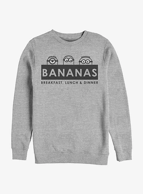 Despicable Me Minions Bananas Breakfast Lunch Dinner Sweatshirt