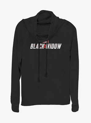 Marvel Black Widow Logo Cowl Neck Long-Sleeve Girls Top