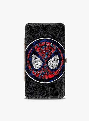 Marvel Spider-Man Stained Glass Spider-Man Face Spider Webs Hinged Wallet