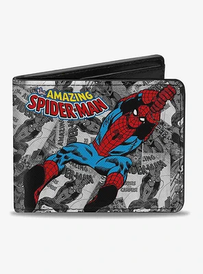 Marvel Spider-Man: The Amazing Spider Man Stacked Comic Books Action Poses Bi-Fold Wallet