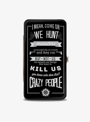 Supernatural Dean Crazy People Quote Winchester Pentagram Hinged Wallet