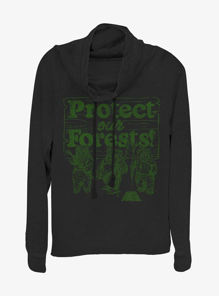 Star Wars Protect Our Forests Cowl Neck Long-Sleeve Girls Top