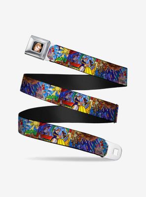 Disney Beauty And The Beast Stained Glass Scenes Seatbelt Belt