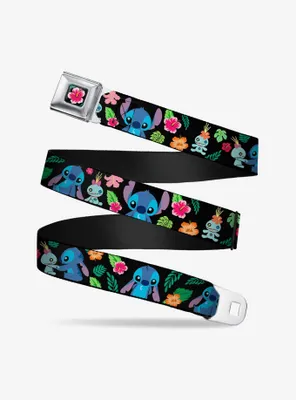 Disney Lilo & Stitch Scrump Poses Tropical Flora Seatbelt Belt