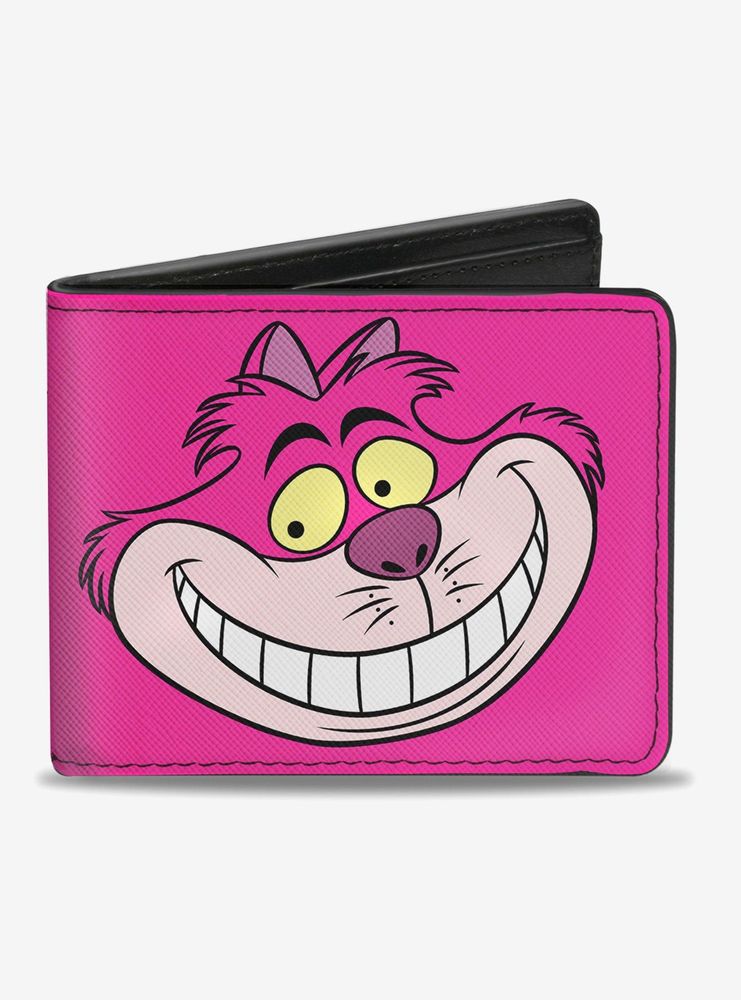 Disney Alice In Wonderland Chelshire Cat Face and Stripes Bi-Fold Wallet