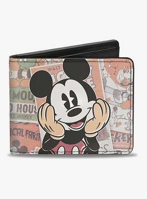 Disney Mickey Mouse Classic Sitting Pose Close Up Comics Bi-Fold Wallet