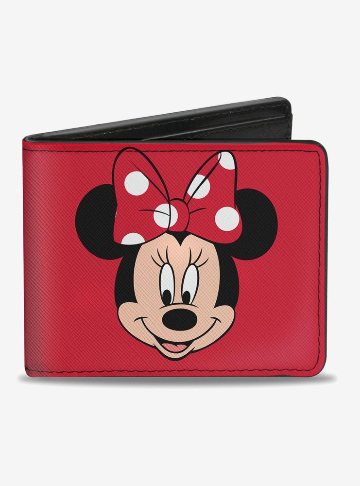 Disney Minnie Mouse Face Script Polka Dots Bi-Fold Wallet