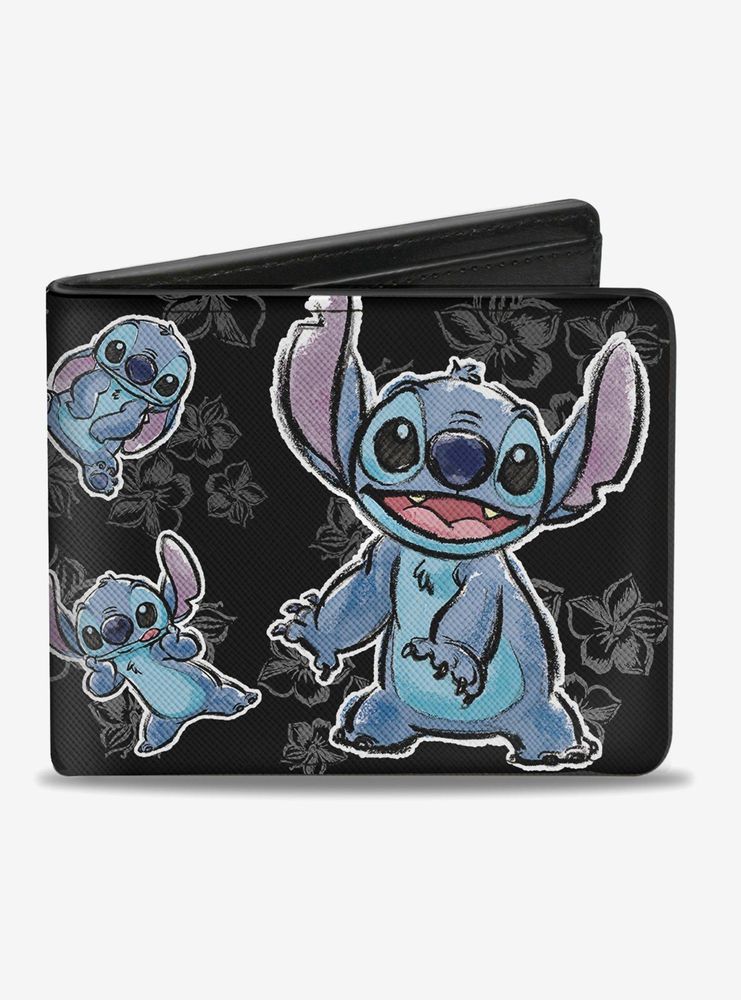 Disney Lilo & Stitch Hibicus Poses Stitch Sketch Bi-Fold Wallet