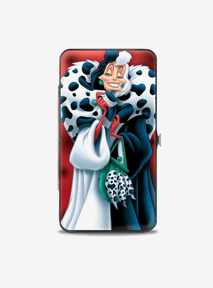 Disney 101 Dalmatians Cruella De Vil Spotted Fur Pose  Hinged Wallet