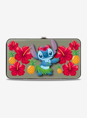 Disney Lilo & Stitch Hula Hibiscus Flowers Pineapples Hinged Wallet