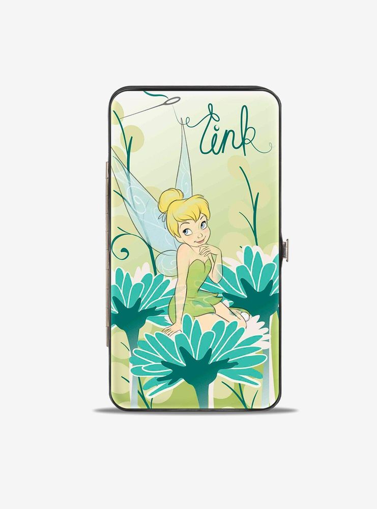 Disney Tinker Bell Tink Sitting On Flower Pose Hinged Wallet