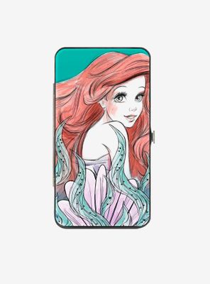 Disney The Little Mermaid Ariel Over Shoulder Flounder Sketch Poses Hinged Wallet