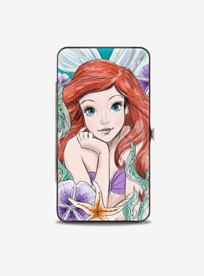 Disney The Little Mermaid Ariel Sketch Pose King Tritons Castle Shells Hinged Wallet