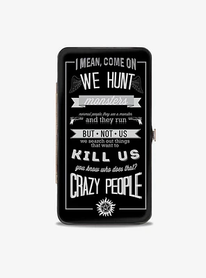 Supernatural Dean Crazy People Quote Winchester Pentagram Hinged Wallet