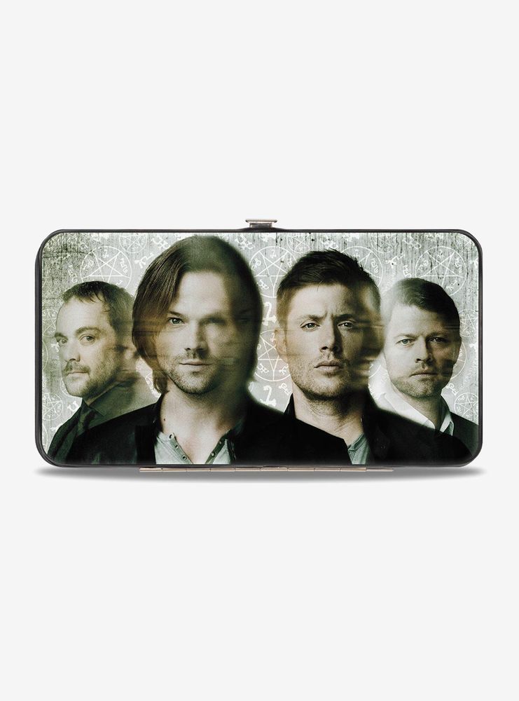 Supernatural Four Character Face Blur Symbols Logo Hinged Wallet