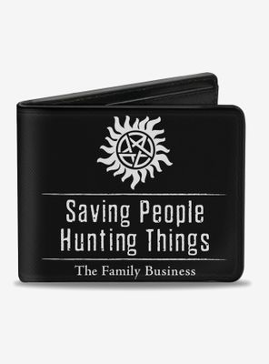 Supernatural Winchster Logo Saving People Hunting Things Family Business Bi-Fold Wallet