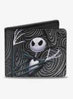 The Nightmare Before Christmas Jack Arms Crossed Jack Swirls Bi-Fold Wallet