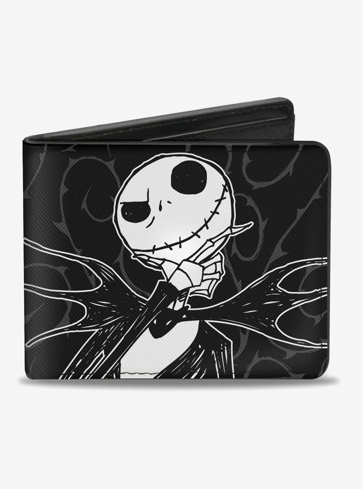 The Nightmare Before Christmas Jack Thinking Pose Thorny Vine Bi-Fold Wallet