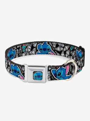 Disney Lilo & Stitch Poses Mini Scrump Scattered Seatbelt Buckle Dog Collar