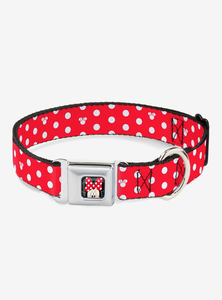 Disney Minnie Mouse Polka Dot Mini Silhouette Seatbelt Buckle Dog Collar