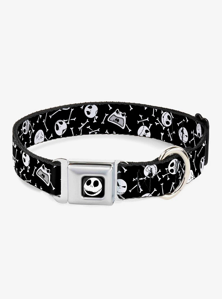 The Nightmare Before Christmas Jack Expressions Bones Scattered Seatbelt Buckle Dog Collar