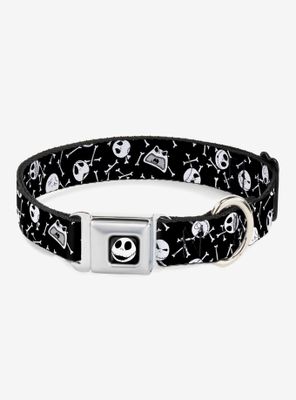 The Nightmare Before Christmas Jack Expressions Bones Scattered Seatbelt Buckle Dog Collar