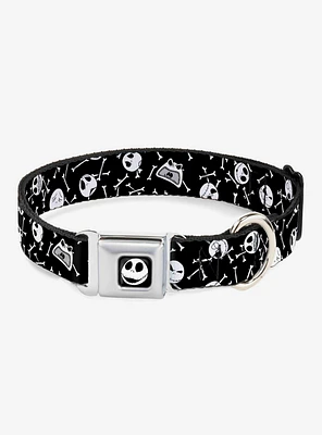 The Nightmare Before Christmas Jack Expressions Bones Scattered Seatbelt Buckle Dog Collar