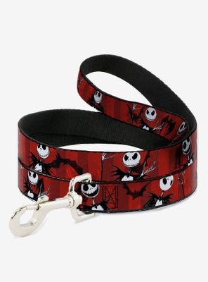 The Nightmare Before Christmas Jack Poses Bats Red Striped Dog Leash