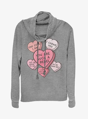 Star Wars Candy Hearts Cowl Neck Long-Sleeve Girls Top