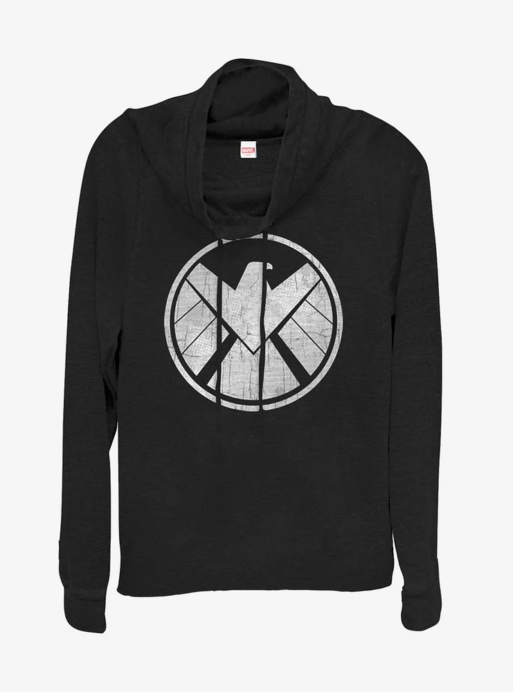 Marvel Avengers Vintage Shield Cowlneck Long-Sleeve Womens Top