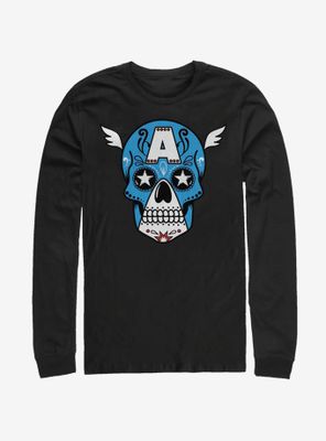 Marvel Captain America Sugar Skull Long-Sleeve T-Shirt