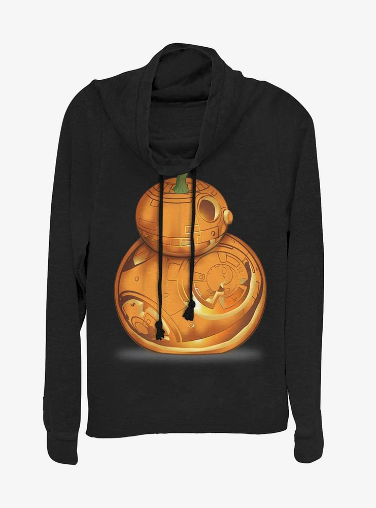 Star Wars Episode VII The Force Awakens BB-8 Pumpkin Cowlneck Long-Sleeve Womens Top