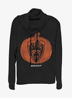 Marvel Guardians Of The Galaxy Groot Pumpkin Cowlneck Long-Sleeve Womens Top