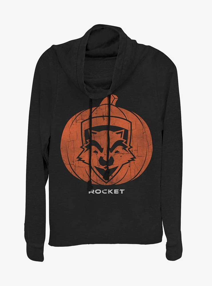 Marvel Guardians Of The Galaxy Rocket Pumpkin Cowlneck Long-Sleeve Womens Top